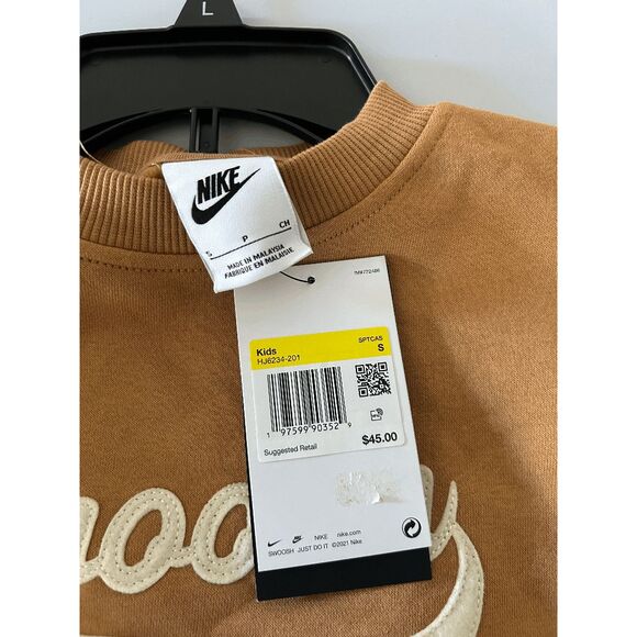 NIKE Girls' Nike Sportswear Club Fleece Swoosh Crewneck Sweatshirt S - Picture 4 of 6